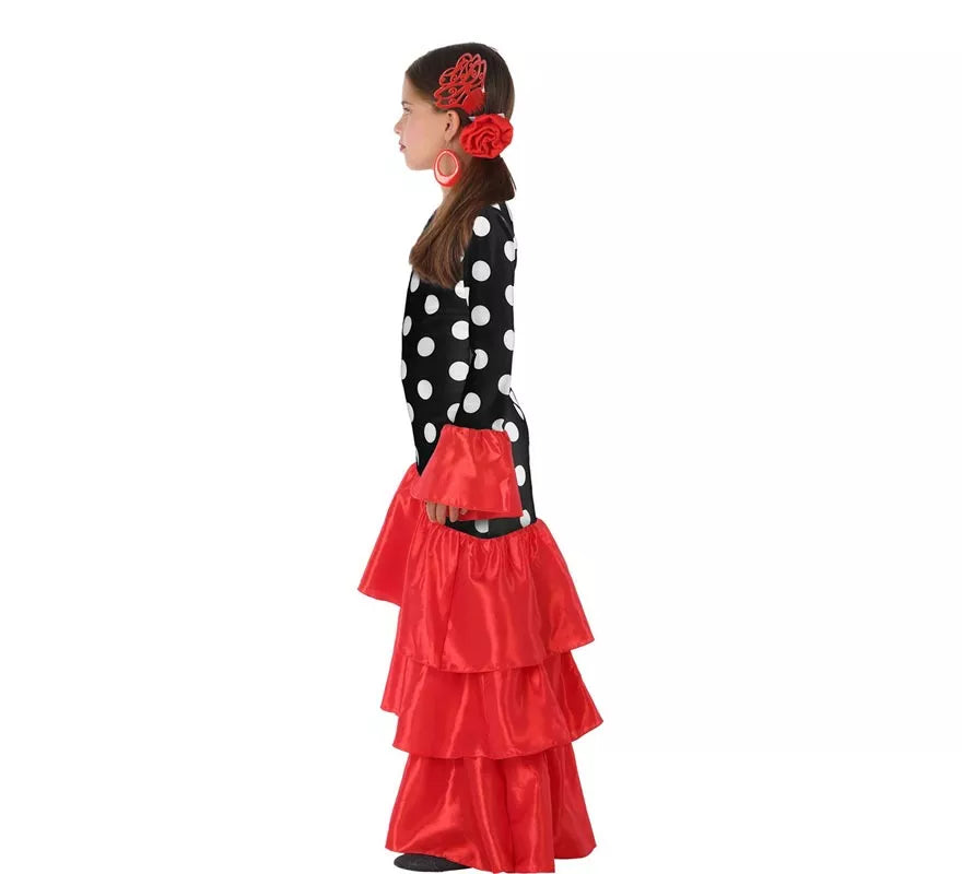 Translation missing: fr.Disfraz de Flamenca roja lunares para niña