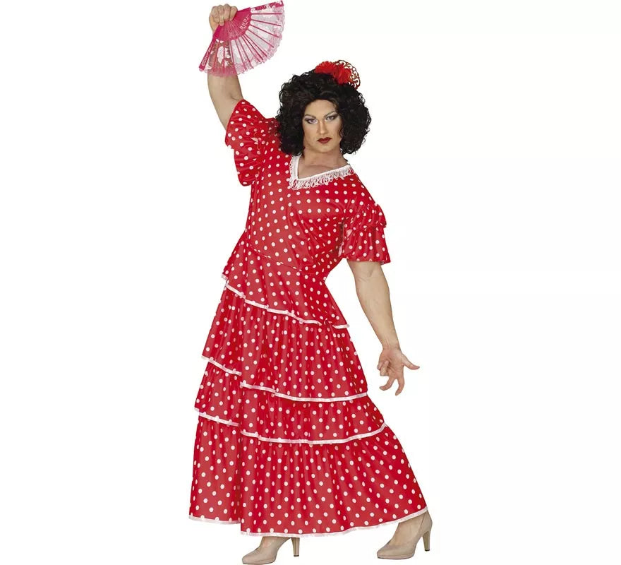 Translation missing: fr.Disfraz de Flamenca Rojo a Lunares para hombre