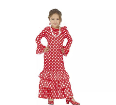 costume de flamenco pour filles à pois rouges