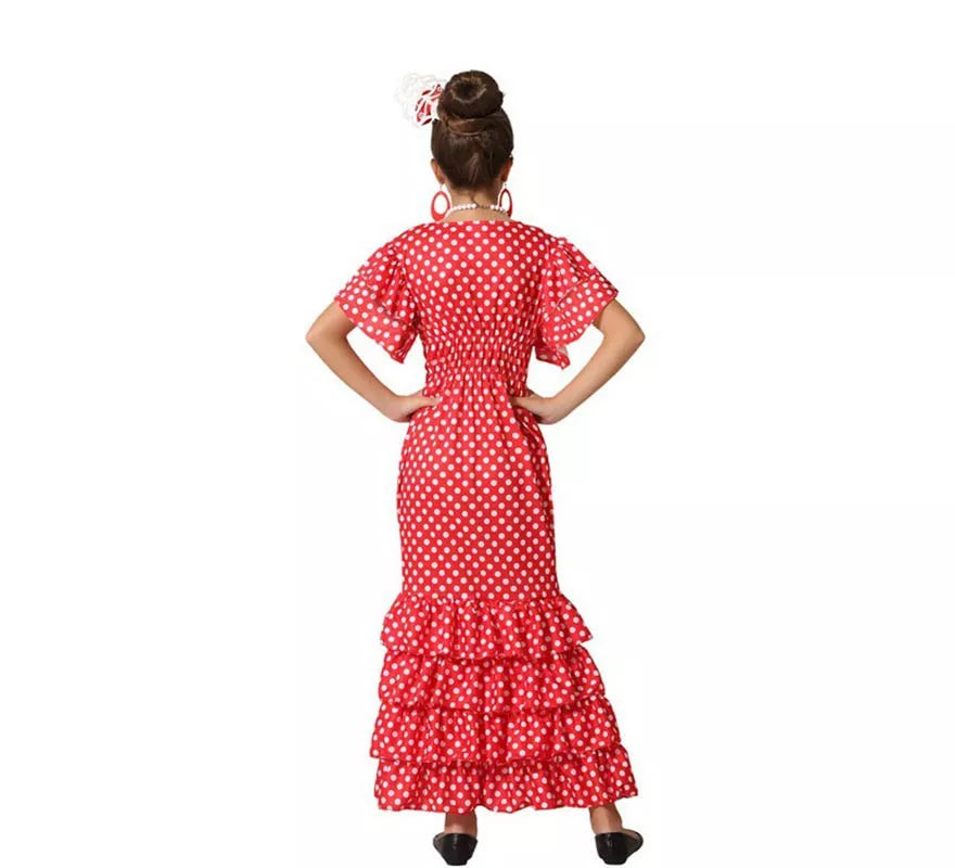 Translation missing: fr.Disfraz de Flamenca Rojo con puntos pequeños para niña