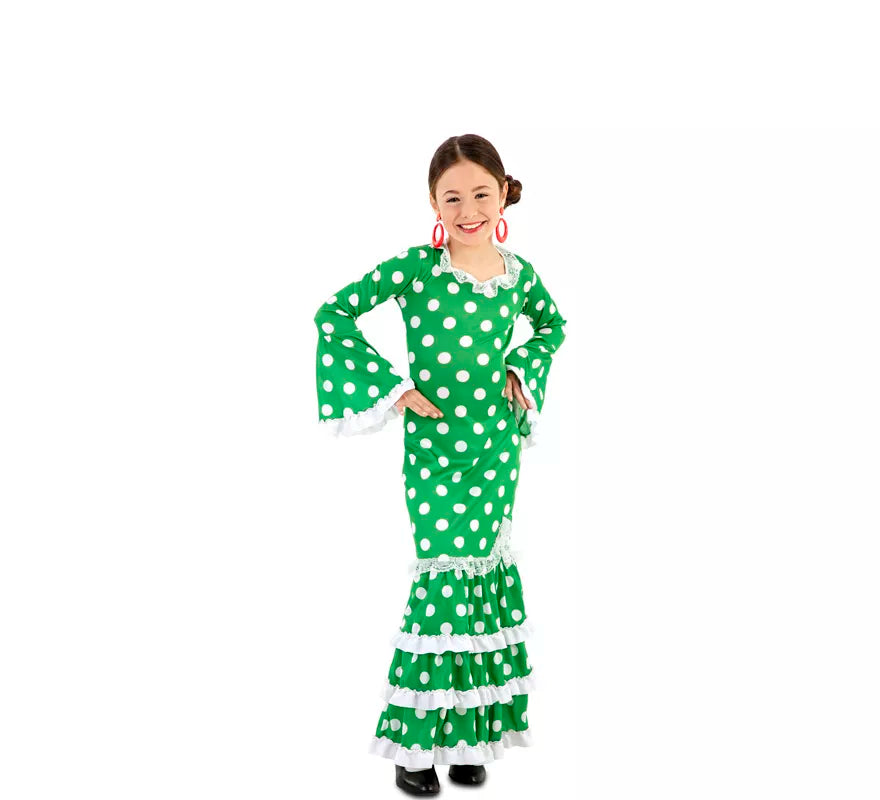 Translation missing: fr.Flamenca Verde con lunares para niña