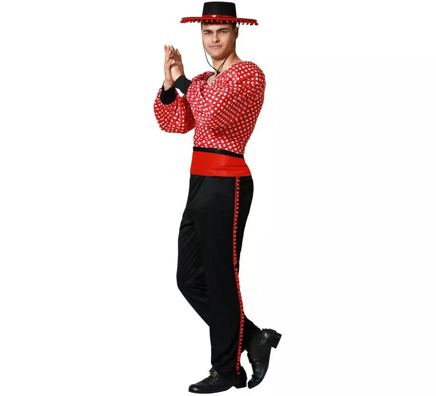 Translation missing: fr.Disfraz de Flamenco rojo y negro para hombre
