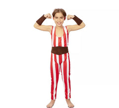 Déguisement d'homme fort rouge et blanc avec ceinture pour garçon