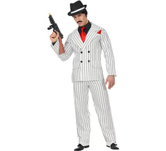 Déguisement de gangster blanc rayé homme