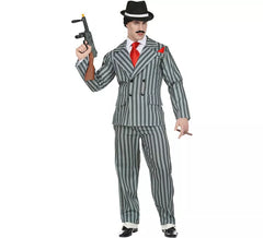 Déguisement de gangster gris rayé homme