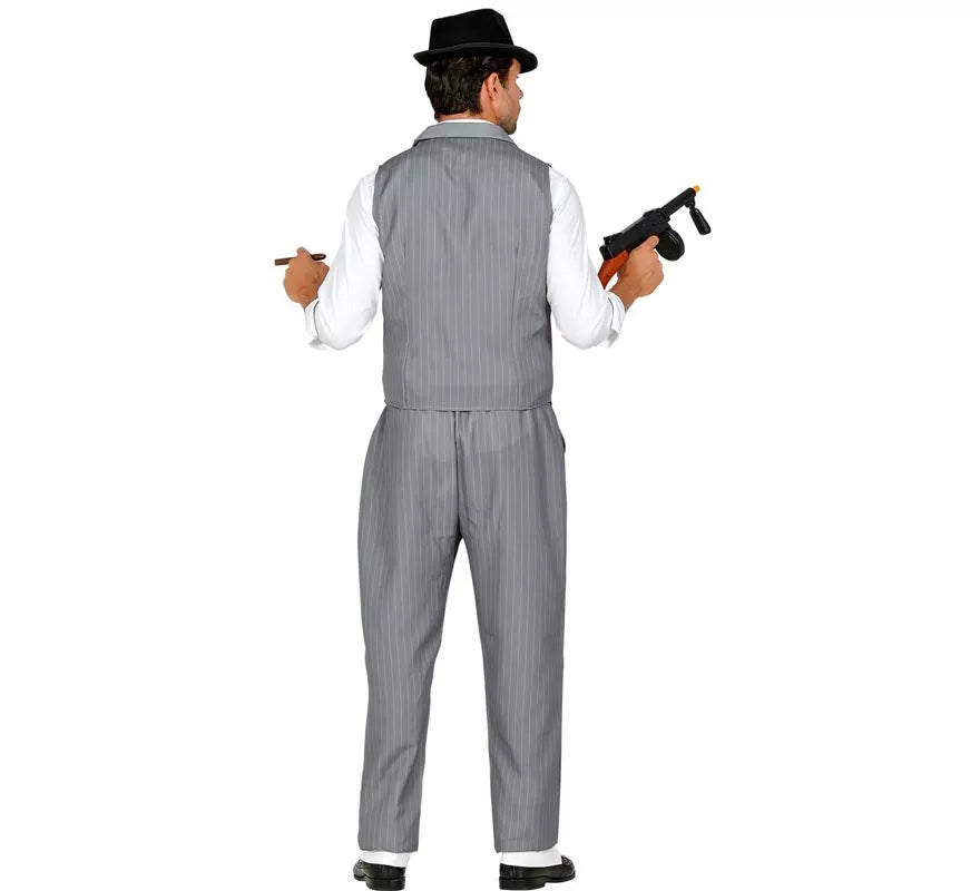 Translation missing: fr.Disfraz de Gángster gris con corbata para hombre
