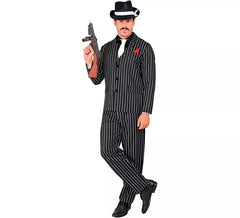 Costume de gangster rayé noir et blanc pour homme