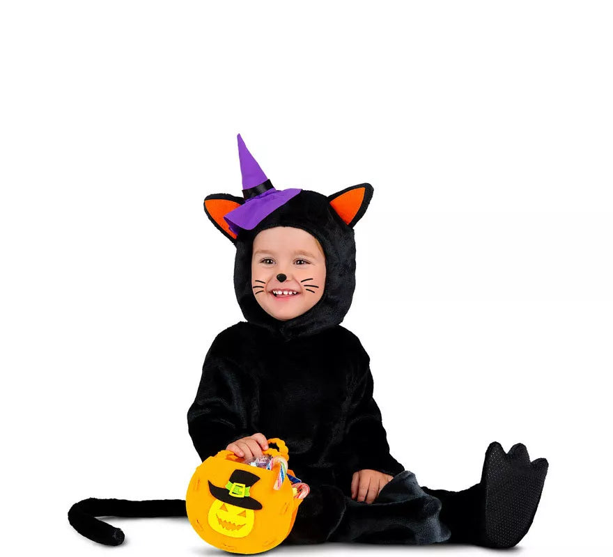 Translation missing: fr.Disfraz de Gatito Negro con Calabaza para bebé y niños