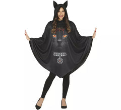 Déguisement chat en poncho noir femme