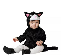 Déguisement de chat noir avec capuche et queue pour bébé