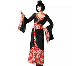 Déguisement Geisha classique noir et rouge femme