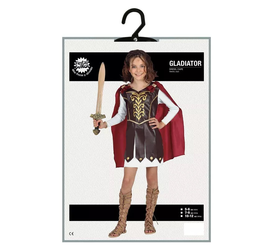 Disfraz de Gladiadora con capa para niña