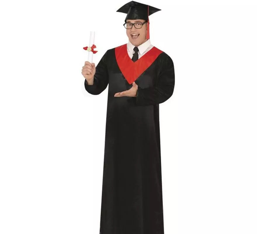 Translation missing: fr.Disfraz de Graduado negro y rojo adulto