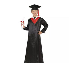 Déguisement de diplômé rouge et noir pour enfant et ado