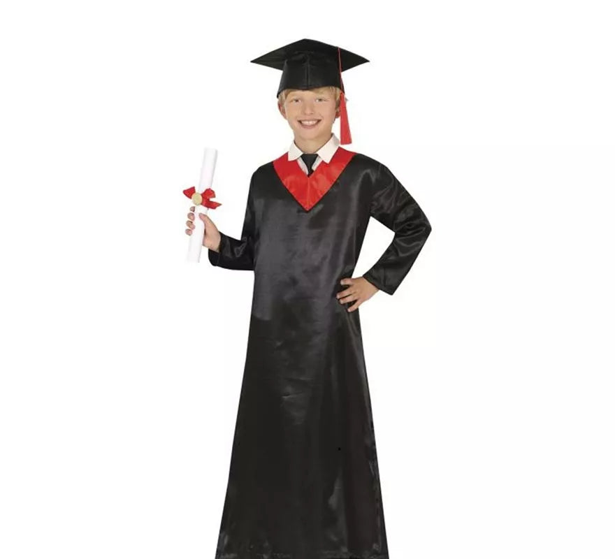 Translation missing: es.Disfraz de Graduado rojo y negro para niños y adolescentes