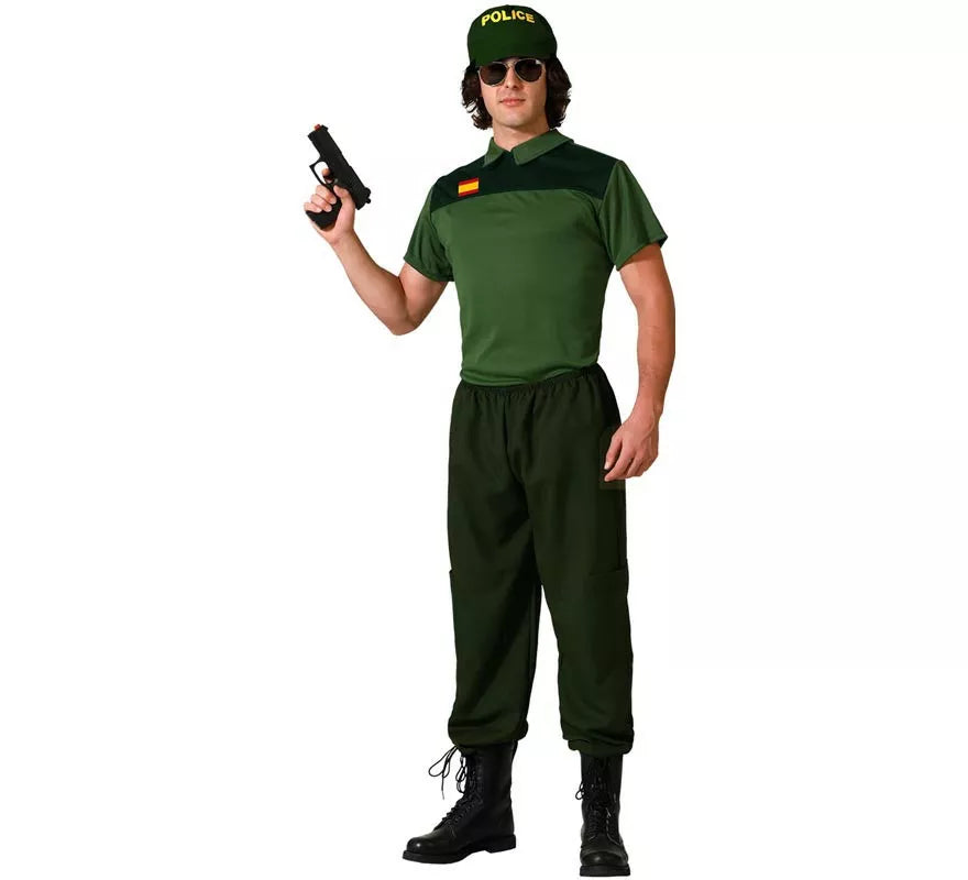 Translation missing: fr.Disfraz de Guardia Civil verde y negro para hombre