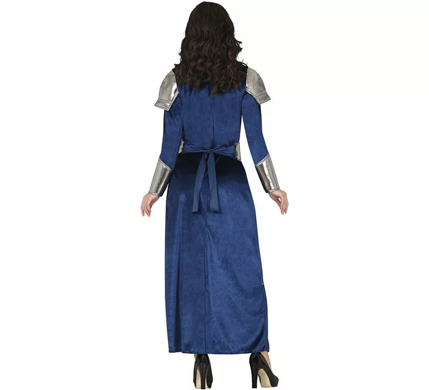 Disfraz de Guerrera Medieval azul y plateado para mujer