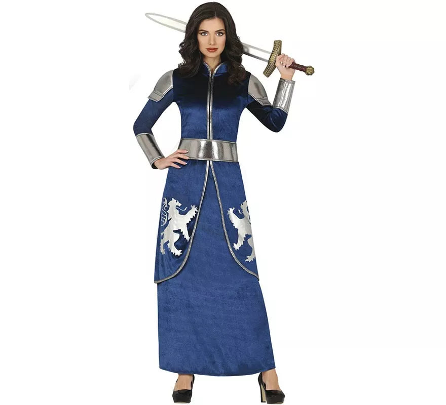 Translation missing: fr.Disfraz de Guerrera Medieval azul y plateado para mujer