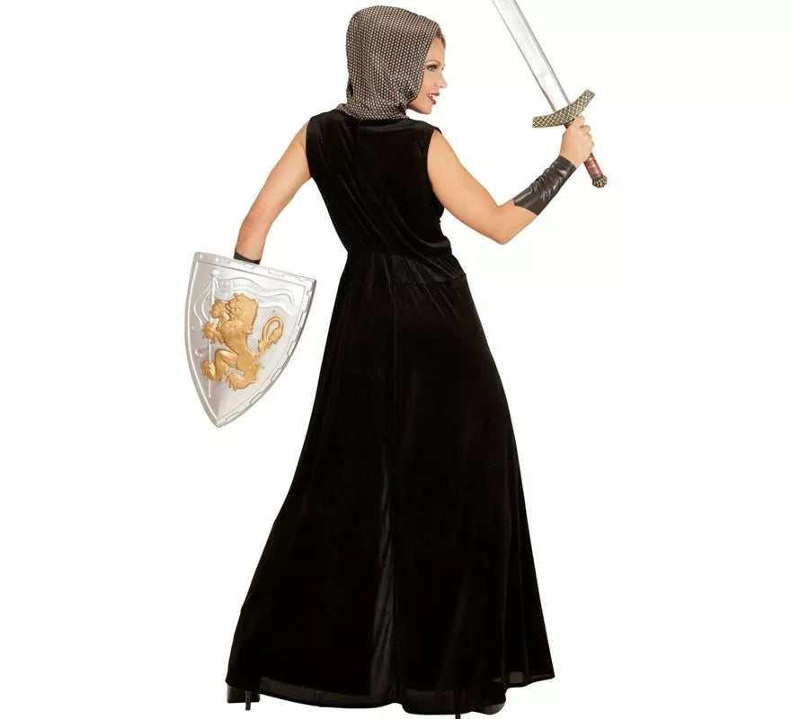 Translation missing: fr.Disfraz de Guerrera Medieval negro con capucha para mujer