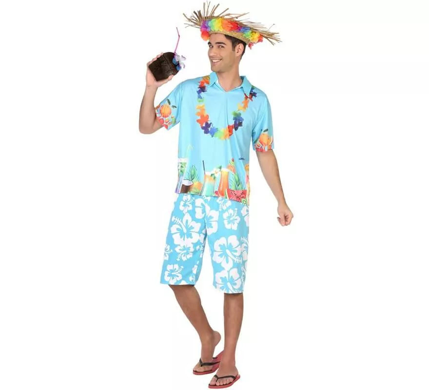Disfraz de Hawaiano azul para hombre