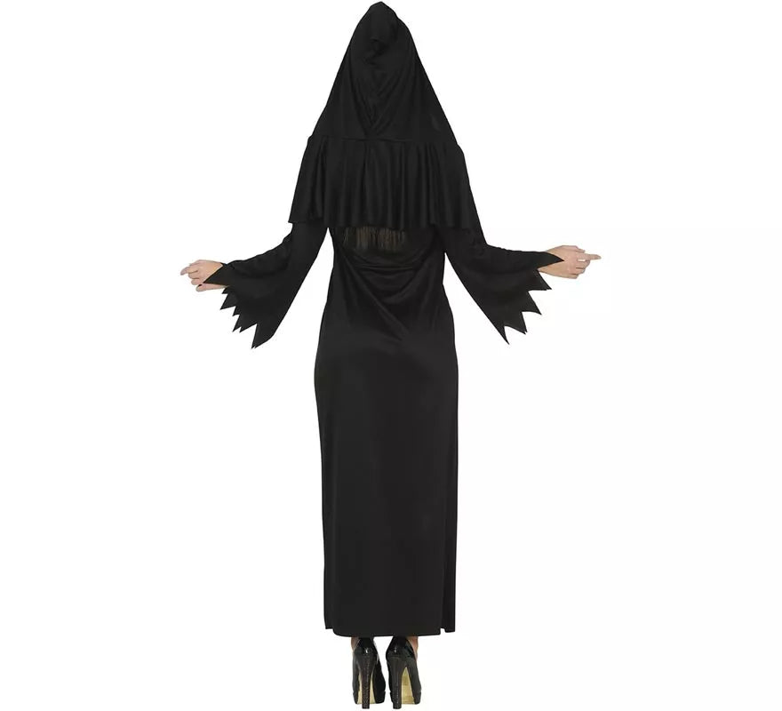 Translation missing: fr.Disfraz de Hechicera Satánica Negra con capucha para mujer