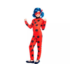 Déguisement héroïne à pois rouges et noirs fille