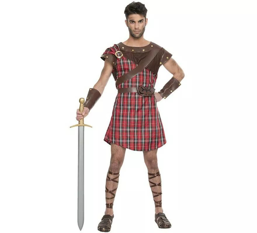 Translation missing: fr.Disfraz de Highlander Escocés Rojo para hombre