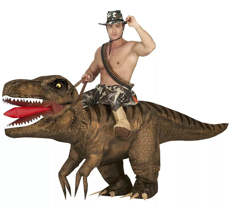 Translation missing: fr.Disfraz de Hinchable Dinosaurio Montado para adultos