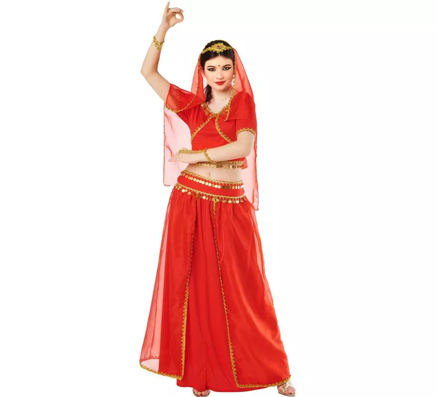 Translation missing: fr.Disfraz de Hindú Bollywood rojo vibrante para mujer