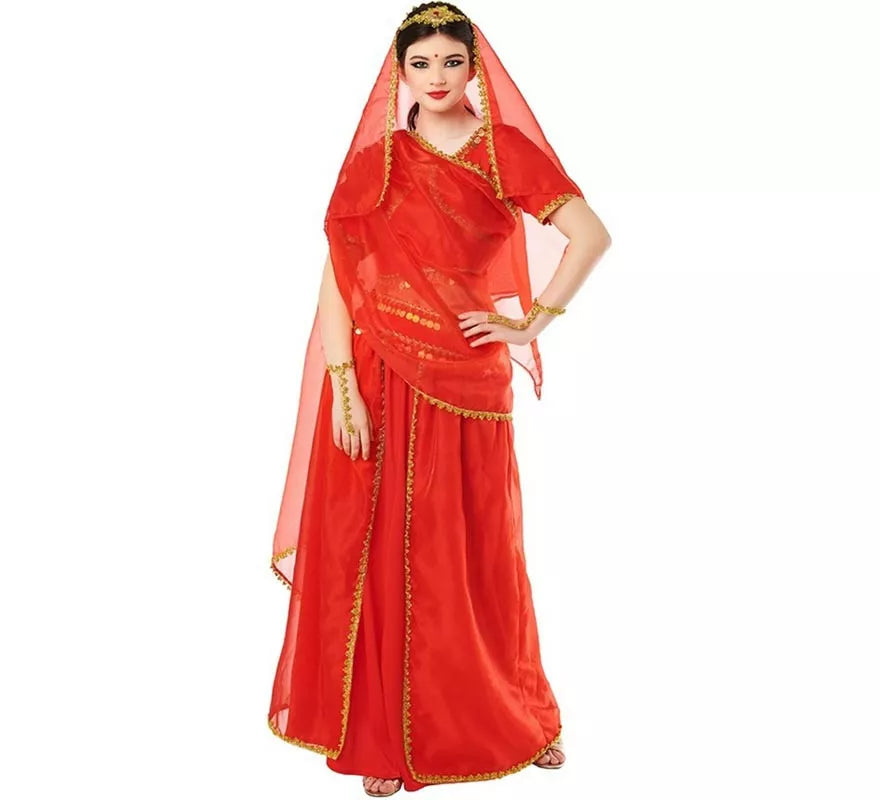 Translation missing: fr.Disfraz de Hindú Bollywood rojo vibrante para mujer