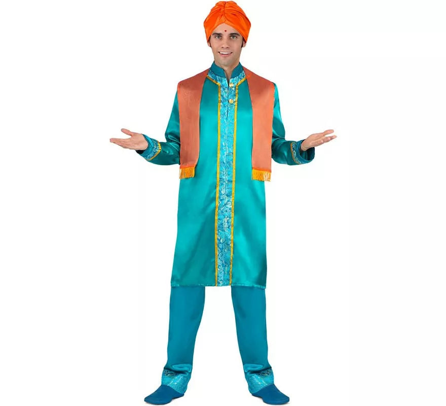 Translation missing: fr.Disfraz de Hindú Elegante azul y naranja para hombre