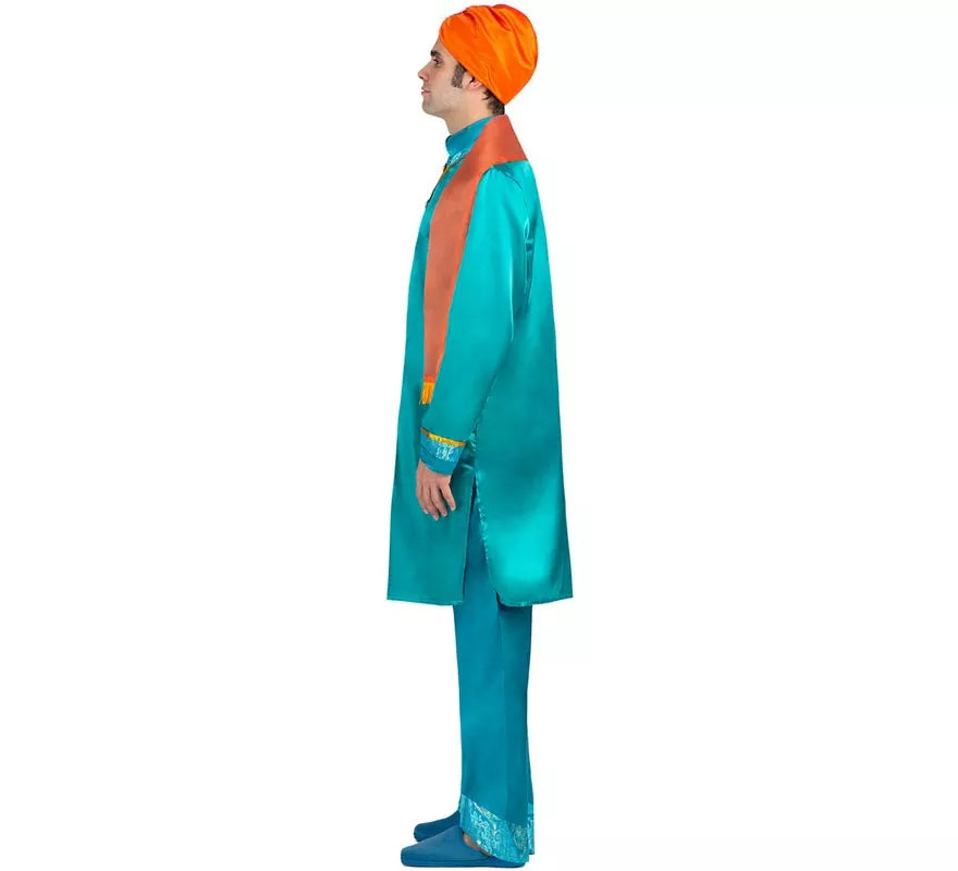 Disfraz de Hindú Elegante azul y naranja para hombre