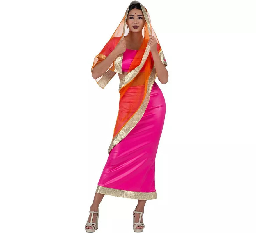 Translation missing: fr.Disfraz de Hindú Elegante fucsia y naranja para mujer