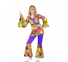 Costume hippie de paix et d'amour des années 60 pour femme