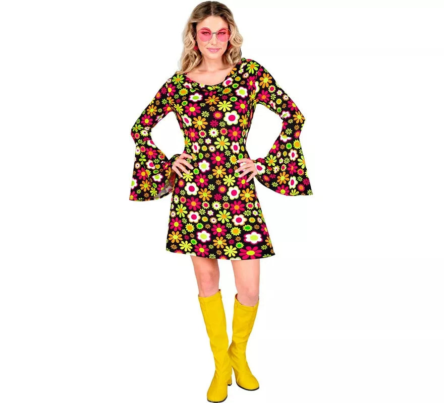 Translation missing: fr.Disfraz de Hippie años 60 Floral oscuro para mujer