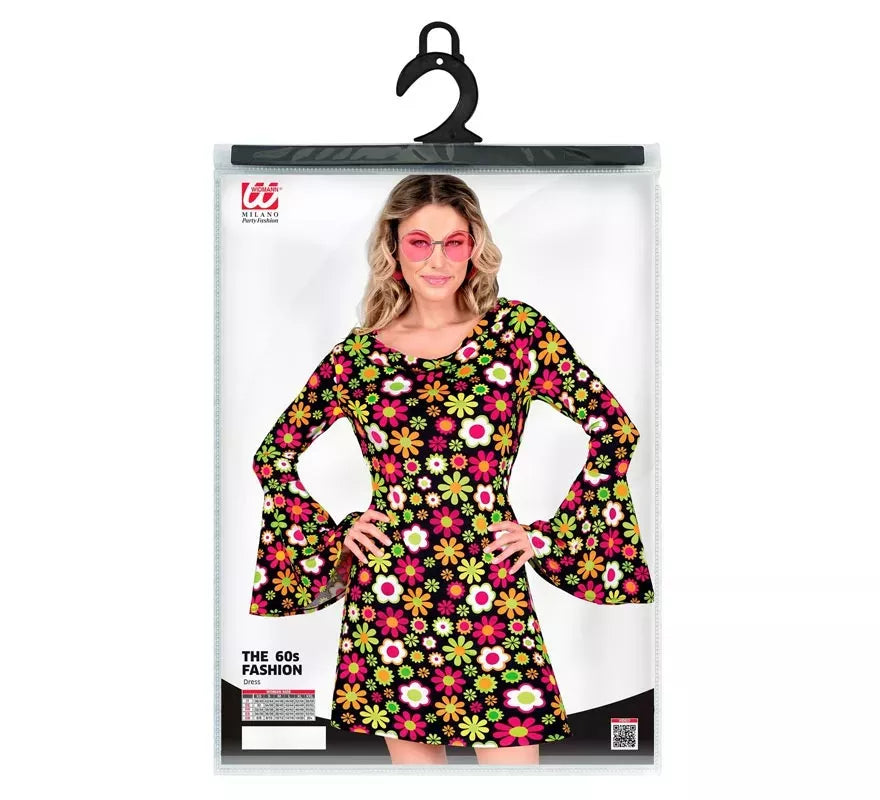Disfraz de Hippie años 60 Floral oscuro para mujer