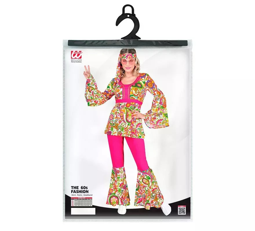 Translation missing: fr.Disfraz de Hippie años 60 Flores fucsia para mujer