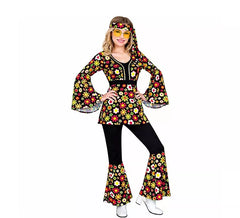 Costume hippie sombre des années 60 pour femme