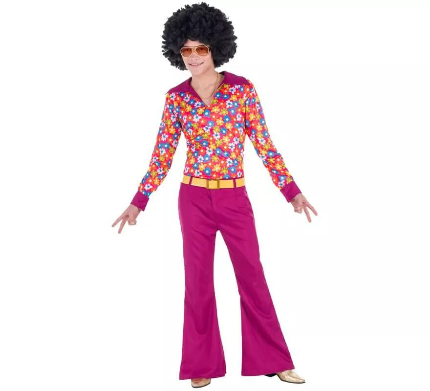 Translation missing: fr.Disfraz de Hippie Años 70 con Flores para hombre