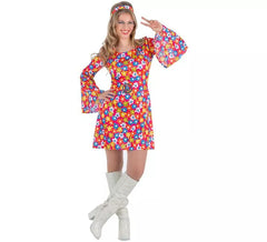 Déguisement Hippie des années 70 avec des fleurs pour femmes