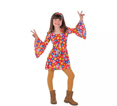Déguisement Hippie des années 70 avec des fleurs pour fille