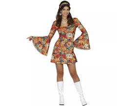 Costume hippie fleuri des années 70 pour femme