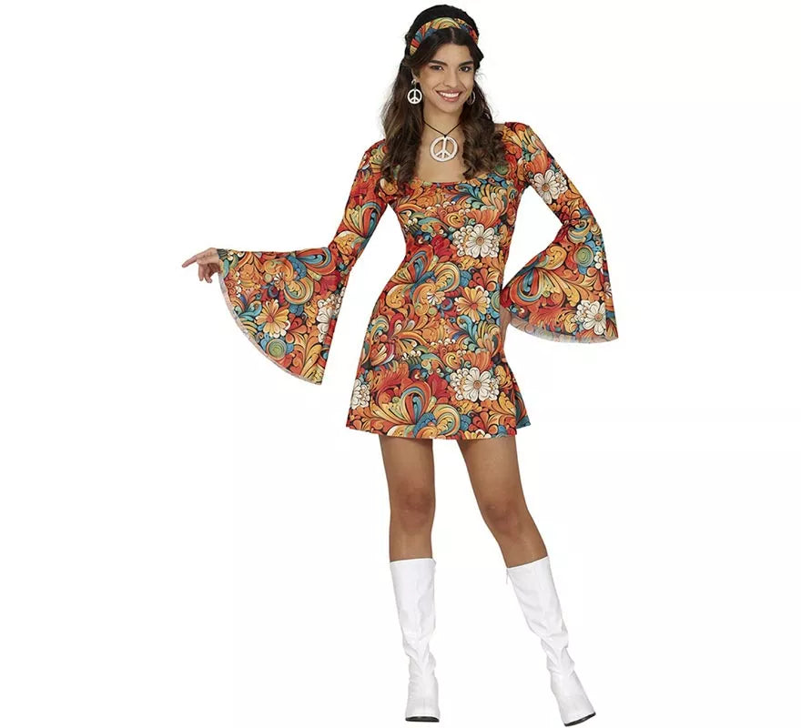 Translation missing: fr.Disfraz de Hippie Años 70 floral para mujer