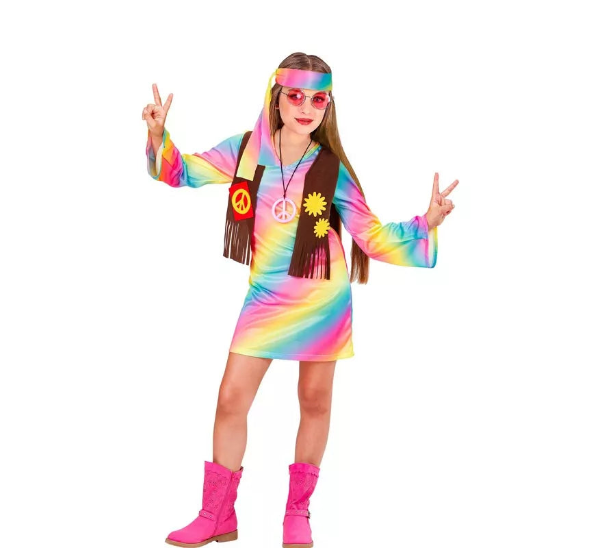 Translation missing: fr.Disfraz de Hippie Arcoíris para niña y adolescente