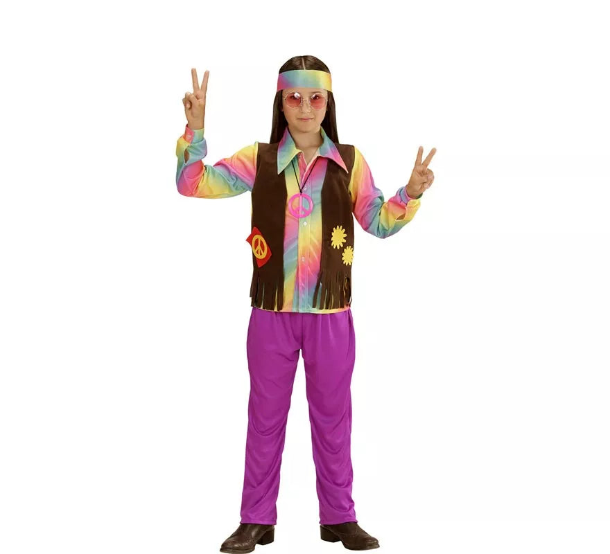 Translation missing: fr.Disfraz de Hippie Arcoíris para niño y adolescente