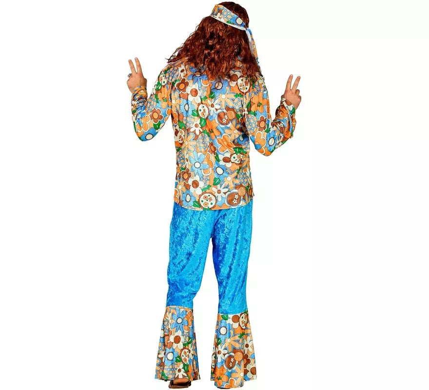 Translation missing: fr.Disfraz de Hippie azul de terciopelo para hombre