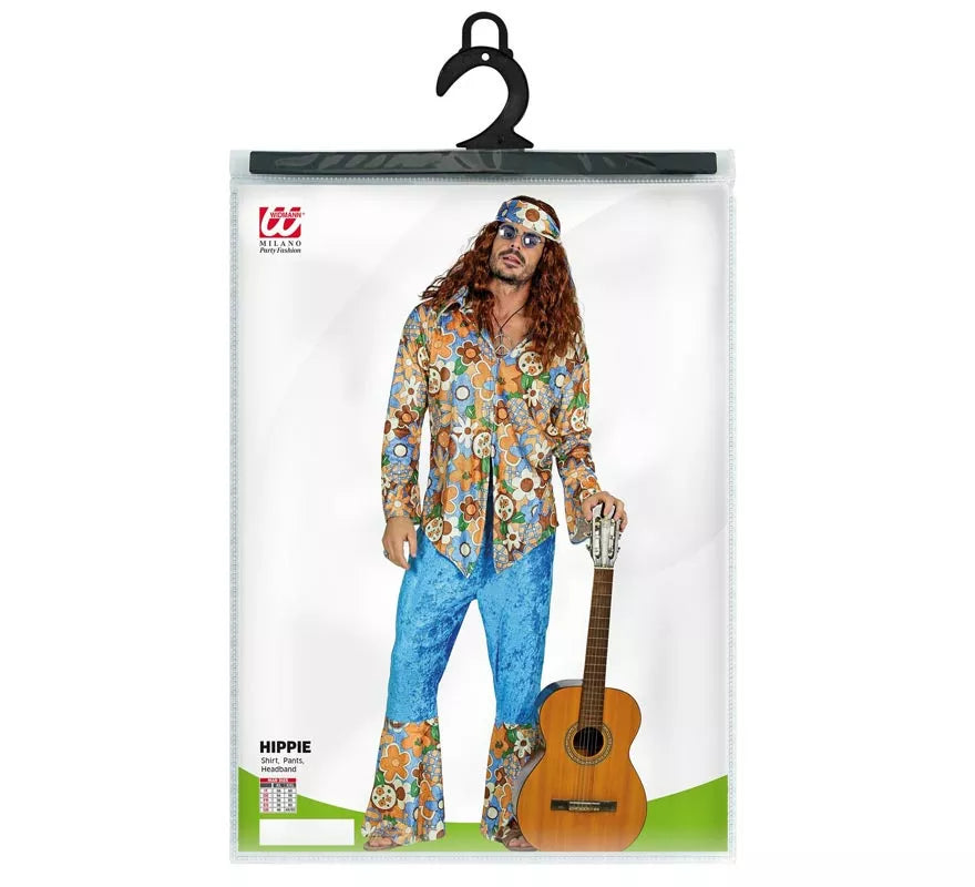 Translation missing: fr.Disfraz de Hippie azul de terciopelo para hombre