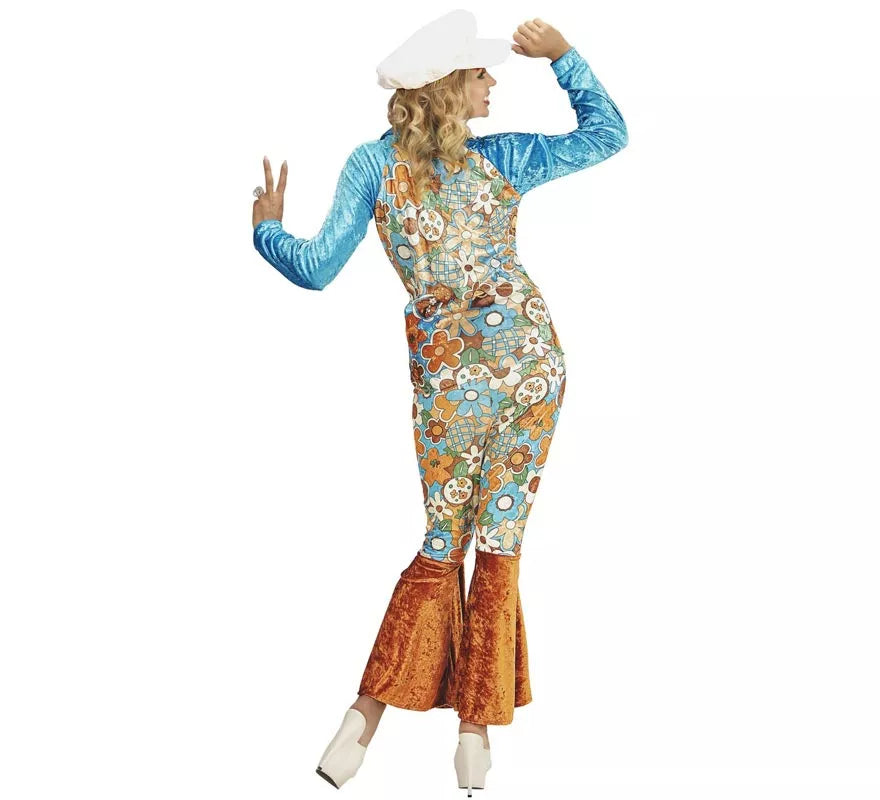 Translation missing: fr.Disfraz de Hippie azul de terciopelo para mujer