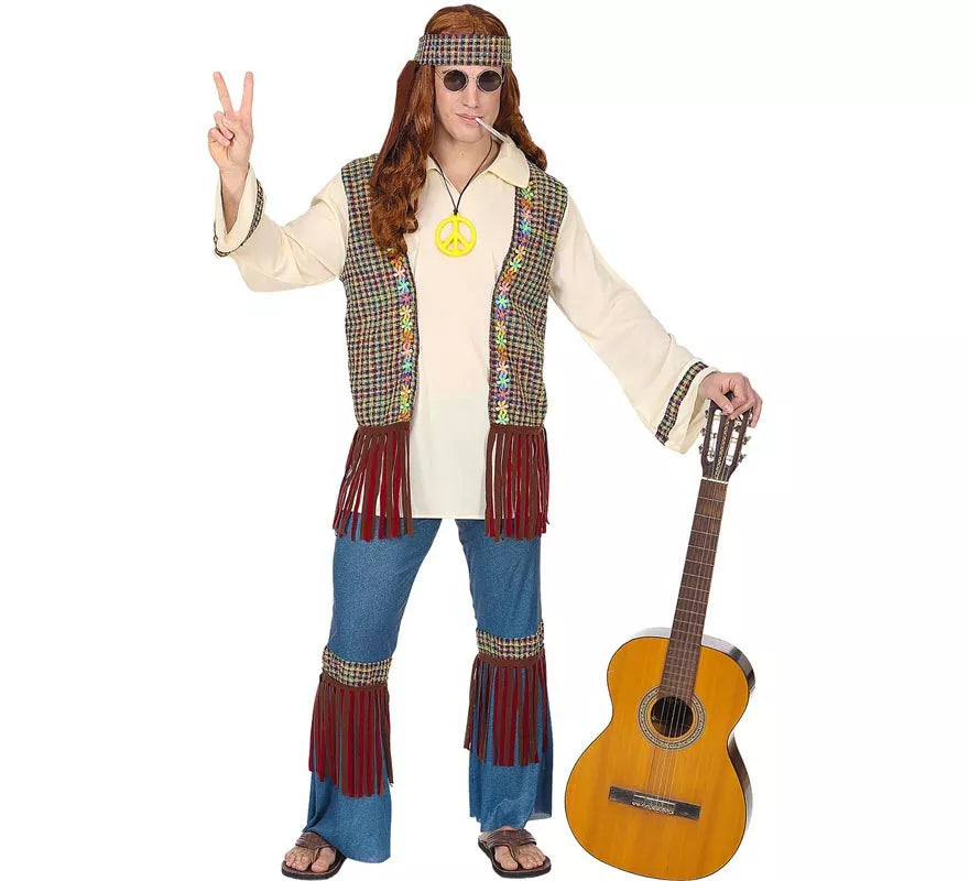 Translation missing: fr.Disfraz de Hippie beige para hombre
