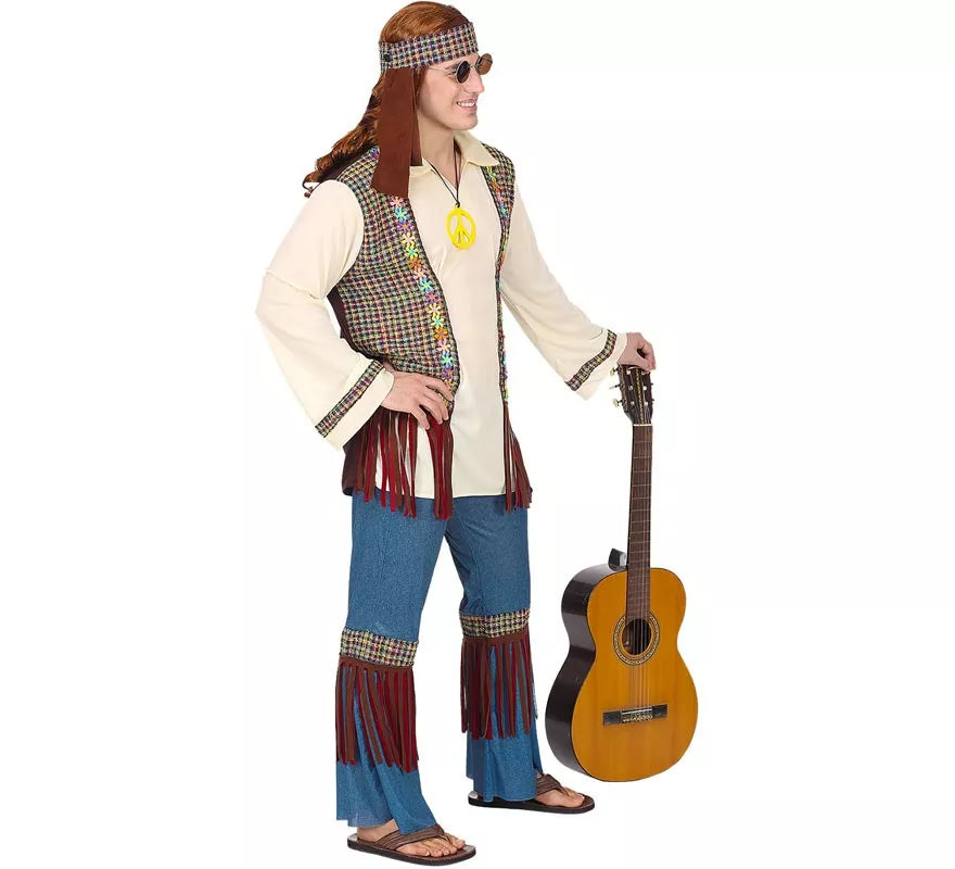 Translation missing: fr.Disfraz de Hippie beige para hombre